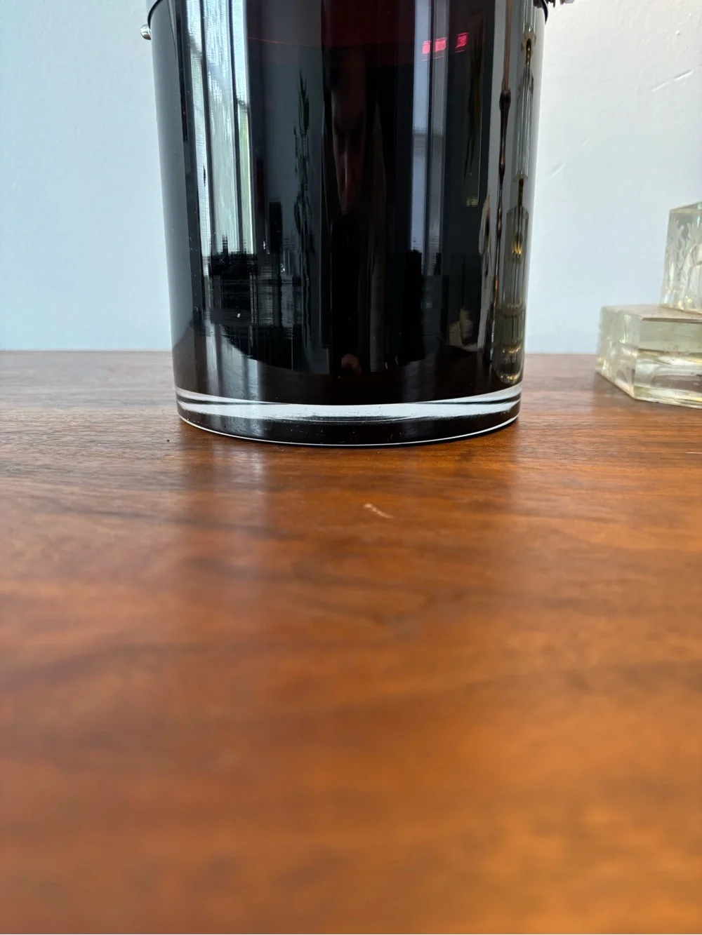 Authentic MCM Black Glass Chrome Ice Bucket Wine Bucket
